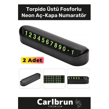 Lüks Araç Içi Telefon Numarası Oto Cam Kartı Torpido Üstü Fosforlu Neon Aç-Kapa Numaratör 2 Adet