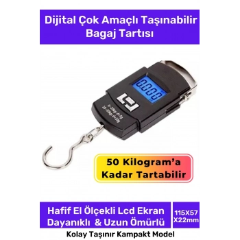 Deluxe Lcd Ekran Seyahat Bavul Ağırlık Tartı Dijital Çok Amaçlı Taşınabilir Bagaj Tartısı Max 50 Kg