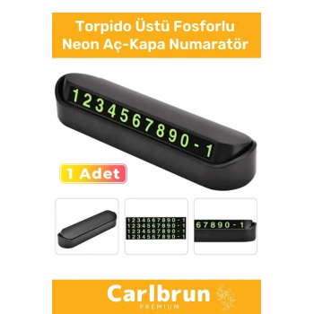 Lüks Araç Içi Park Telefon Numarası Araba Oto Cam Kartı Torpido Üstü Fosforlu Neon Aç-Kapa Numaratör