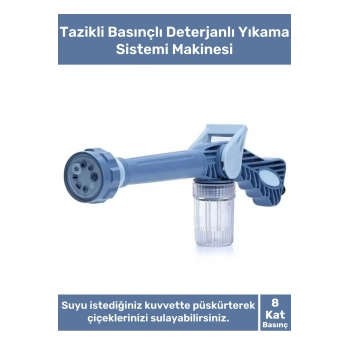 Premium Tazikli Basınçlı Deterjanlı Oto Yıkama Sistemi Makinesi Su Tabancası Sulama Başlığı 8 Modlu