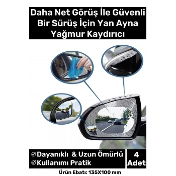 Özel Üretim Yağmur Kaydırıcı Film Araba Dış Yan Dikiz Aynası Filmi Buğu Önleyici Su Tutmaz 4 Adet