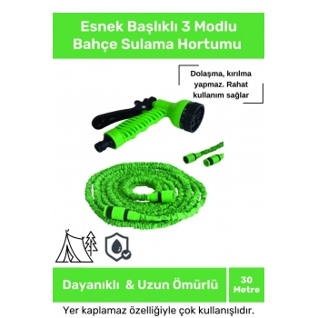 Özel Üretim Dolaşmaz Kırılmaz 7 Kademeli Uzayan Bahçe Sulama Araç Yıkama Tabancalı 30 Metre Hortum