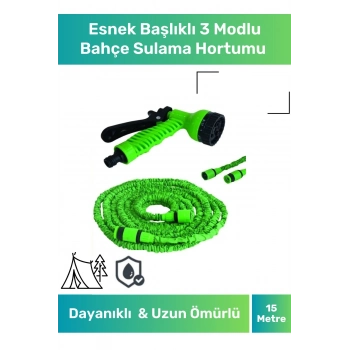 Özel Üretim Dolaşmaz Kırılmaz 7 Kademeli Uzayan Bahçe Sulama Araç Yıkama Tabancalı Hortumu 15 Metre