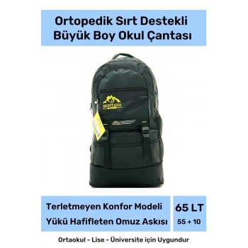Büyük Boy Ortopedik & Terletmeyen Konfor Modeli Çok Gözlü Bölmeli Lise Ortaokul Okul Sırt Çantası