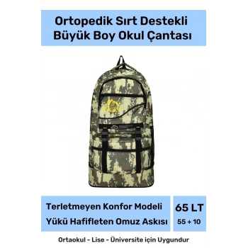 Büyük Boy Ortopedik & Terletmeyen Konfor Modeli Çok Gözlü Bölmeli Lise Ortaokul Okul Sırt Çantası