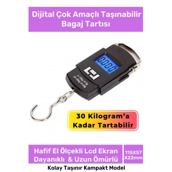 Deluxe Lcd Ekran Seyahat Bavul Ağırlık Tartı Dijital Çok Amaçlı Taşınabilir Bagaj Tartısı Max 30 Kg