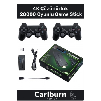 Özel Üretim 4K Çözünürlük 2.4g Uyumlu Kablosuz Çift Kol Atari Retro 20000 Oyunlu Game Stick Atari