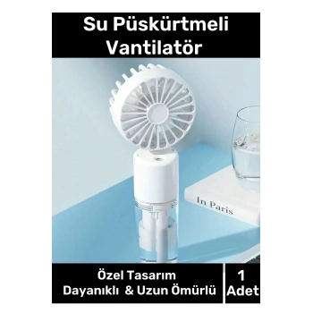 Özel Üretim Taşınabilir 3 Kademeli 1200 mAh Usb Şarjlı Su Hazneli Püskürtmeli Mini Klima Vantilatör
