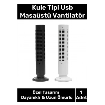 Premium Sessiz 2 Seviye Ayarlanabilir Soğutucu Şarjlı Taşınabilir Kule Tipi Usb Masaüstü Vantilatör