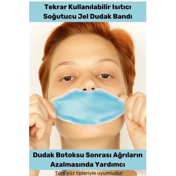 Özel Dudak Botoksu Soğuk Sıcak Termojel Tekrar Kullanılabilir Isıtıcı Soğutucu Jel Mavi Dudak Bandı