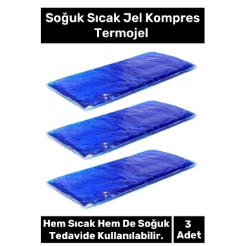 Premium Soğutucu Tekrar Kullanılabilir Soğuk Sıcak Jel Kompres Termojel Buz Paketi 3 Adet