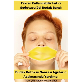 Özel Dudak Botoksu Soğuk Sıcak Termojel Tekrar Kullanılabilir Isıtıcı Soğutucu Jel Sarı Dudak Bandı