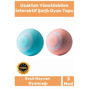 Özel Uzun Süre Dayanıklı Silikon 3 Modlu Otomatik Kumandalı İnteraktif Kedi Köpek Şarjlı Oyun Topu