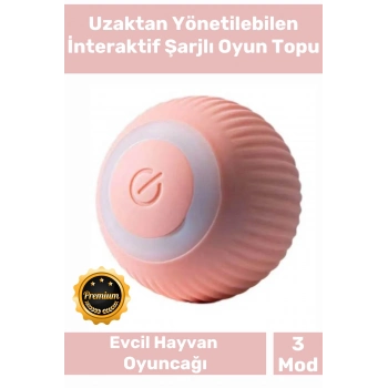 Özel Uzun Süre Dayanıklı Silikon 3 Modlu Otomatik Kumandalı İnteraktif Kedi Köpek Şarjlı Oyun Topu