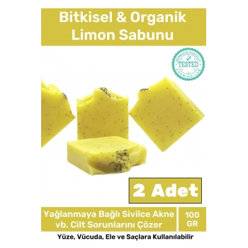 Özel Üretim %100 Doğal Güzel Kokulu El Yüz Saç Vücut Cilt Orijinal Limon Sabunu - 2 Adet