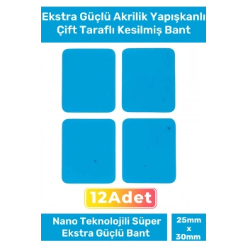 Özel Seri Ekstra Güçlü PE Köpük Esaslı Çift Taraflı Hazır Kesilmiş 25x30mm Asma Bant 12 Adet