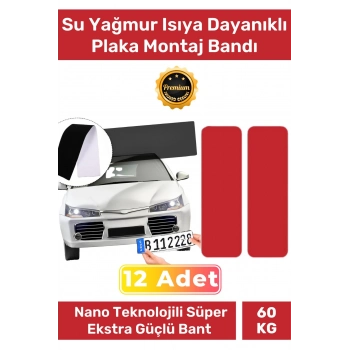 Ekstra Güçlü Neme Basınçlı Su Yağmur Isıya Dayanıklı Çift Taraflı 85x30mm Plaka Montaj Bandı 12 Adet