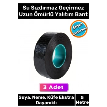 Özel Su Geçirmez Sızdırmaz Yanmaz Ekstra Güçlü Yapışkanlı Eriyen Kauçuk Yalıtım Bandı - 3 Adet