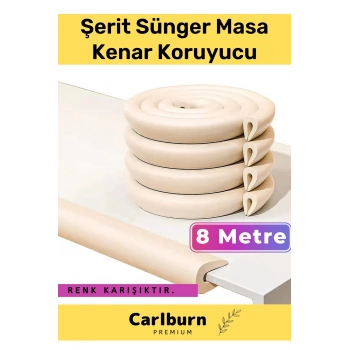 Lüks İz Bırakmaz Kalın Sehpa Esnek Çocuk Bebek Şerit Sünger Mobilya Masa Kenar Köşe Koruyucu 8 Metre