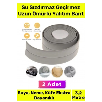 Ekstra Güçlü Su Geçirmez Sızdırmaz Dayanıklı Yalıtım Tamir Küf Önleyici Gri Bant 3.2m - 2 Adet