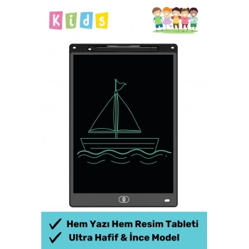 Premium Lcd Ekranlı Kalemli Dijital Çizim Tableti Yazı Tahtası Boyama Resim Akıllı Tablet 12 Inc