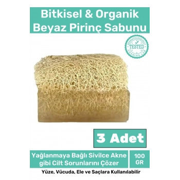 Özel %100 Doğal Koku Yüz Cilt Beyazlatıcı Organik Nemlendirici Kabak Lif Beyaz Pirinç Sabunu 3 Adet