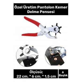 Özel Üretim 6 Başlıklı Delik Açıcı Perçin Prensi Erkek Kadın Pantolon Kemer Delme Pensesi
