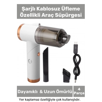 9000Pa Çekiş 4000 mAh Pil Aydınlatmalı Taşınabilir Katlanabilir Akülü Araç Süpürgesi Uyumlu