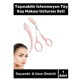Özel Üretim Kompakt Tasarım Pratik Taraklı İstenmeyen Tüy Taşınabilir Kaş Makası Usturası Seti