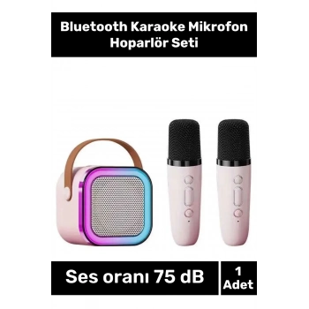 Yeni Nesil Şarj Edilebilir Pilli Güçlü Ses Performanslı Bluetooth Karaoke Mikrofon Hoparlör Seti