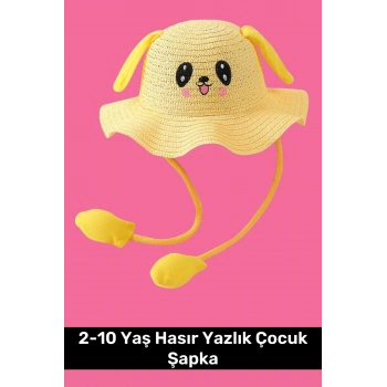 Özel Üretim Benzersiz Tasarım Hareket Eden Kulakları Oynayan 2-10 Yaş Hasır Yazlık Çocuk Şapka