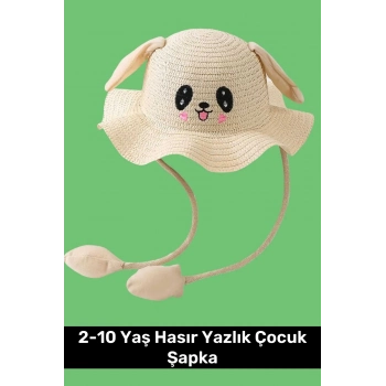 Özel Üretim Benzersiz Tasarım Hareket Eden Kulakları Oynayan 2-10 Yaş Hasır Yazlık Çocuk Şapka