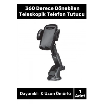 Premium Dayanıklı Vantuzlu Sağlam Çok Fonksiyonlu 360 Derece Dönebilen Teleskopik Telefon Tutucu