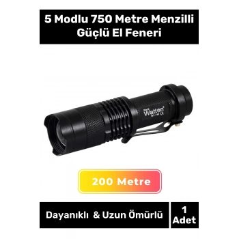 Özel Beyaz Işık  Dayanıklı 3 Modlu 200 Metre Menzilli  Geçici Körlük Yapan Mini Projektör El Feneri