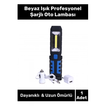 Ultra Güçlü 2 Modlu 15 Saat Dayanıklı Kauçuk 220v Şarjlı Beyaz Işık Profesyonel Şarjlı Oto Lambası