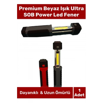 Premium Seri Beyaz Işık Ultra SOB Power Led Pilli Askılı Mıknatısla Sabitlenir Çalışma Kamp Lambası