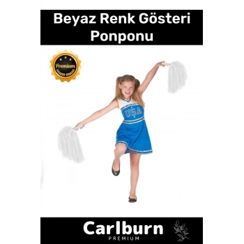 Premium Seri Tutma Yerli Rahat Sağ ve Sol El 2 Adet 25 cm Amigo Gösteri Ponponu Çift - Beyaz