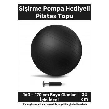 i Dayanıklı Mini Gymball 20cm Siyah Pilates Topu Şişirme Pompa