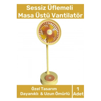 Lüks Masa Üstü Şarjlı 360 Dönebilen 5 Kollu 3 Kademe Modlu Süper Soğutma Gece Lambalı Vantilatör