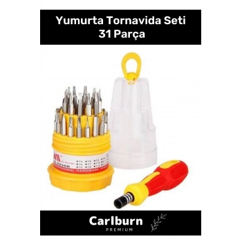 Özel Üretim Çok Amaçlı Metal Başlıklı Kauçuk Tutmalı Rahat Hafif Yumurta Tornavida Seti 31 Parça