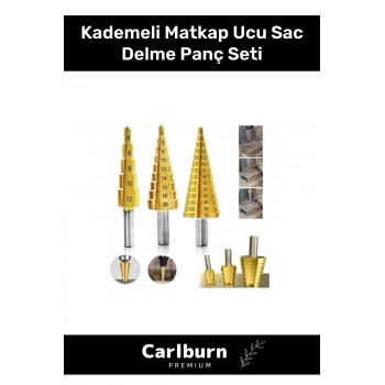 Özel Üretim Çift Yiv Sistemli Çatlatmadan Kesim Kademeli Matkap Ucu Sac Delme Panç Seti