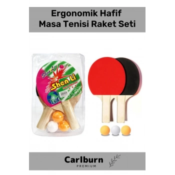 Özel Üretim Ergonomik Dayanıklı Kaliteli Renkli Şık 2 Adet Raket 3 Adet Pinpon Topu Masa Tenisi Seti