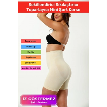 İz Göstermeyen Kaymaz Silikon Dikleştirici Şekillendirici Sıkılaştırıcı Toparlayıcı Mini Şort Korse