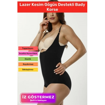 2 Beden Küçülten İz Göstermeyen Kaymaz Toparlayıcı Kadın Lazer Kesim Gögüs Destekli Bady Korse