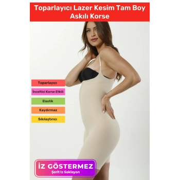 İz Göstermeyen 2 Beden İncelten Kaymaz Silikon Toparlayıcı Lazer Kesim Tam Boy Askılı Korse