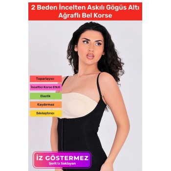 Vücut Şekillendirici Toparlayıcı Sıkılaştırıcı 2 Beden İncelten Askılı Gögüs Altı Ağraflı Bel Korse