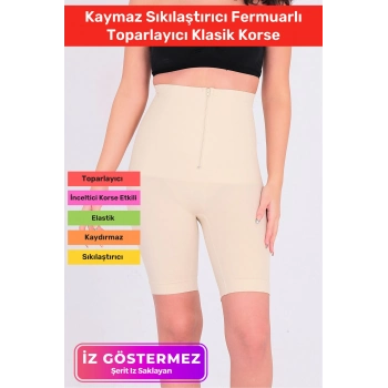 Vücut Şekillendirici İz Göstermeyen Kaymaz Sıkılaştırıcı Kadın Fermuarlı Toparlayıcı Klasik Korse