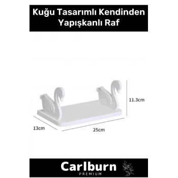 Özel Tasarım Duvara Monte Organizer Plastik Kuğu Tasarımlı Kendinden Yapışkanlı Beyaz Raf