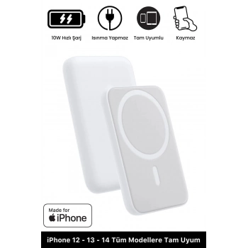 iPhone 12 13 14 15 Tam Uyumlu Magsafe Battery Pack Powerbank Kablosuz Wireless Batarya Şarj Aleti
