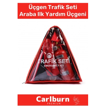 TSE Belgeli Tüvtürk Uyumlu Üçgen Trafik Seti Bez Çantalı Karayollarına Uygun Araba Ilk Yardım Üçgen